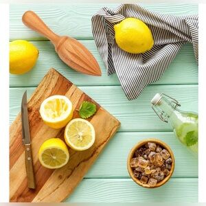 Wooden Citrus Juicer with Lemons